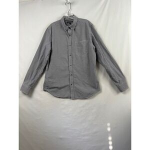 Banana Republic Oxford Shirt Mens Large Gray Gingham Tailored Slim Fit Long Slv